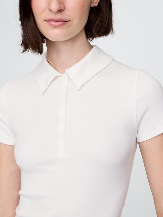 Modern Rib Cropped Polo Shirt Product Image