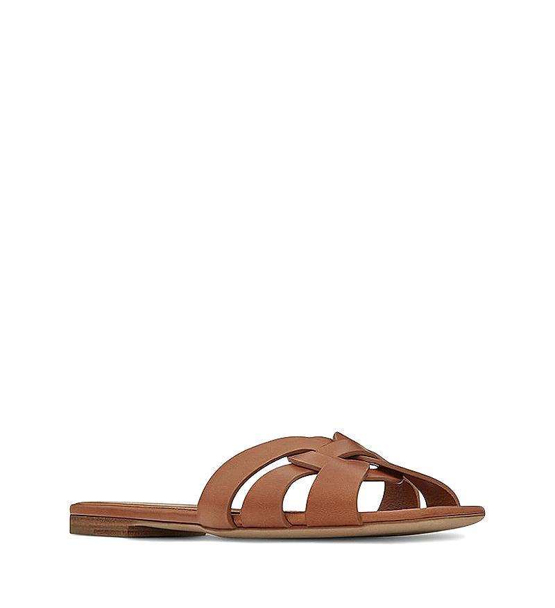 Saint Laurent Womens Tribute Mules in Metallic Leather Product Image