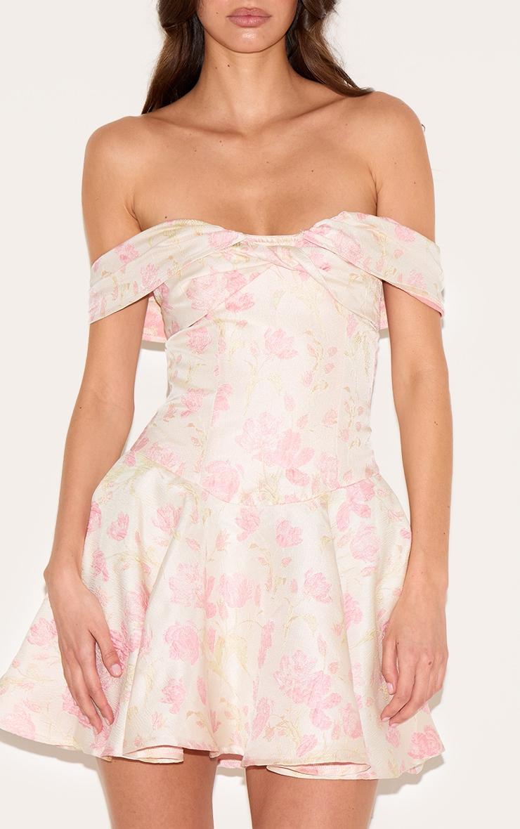 Pink Bardot Jacquard Shift Dress Product Image