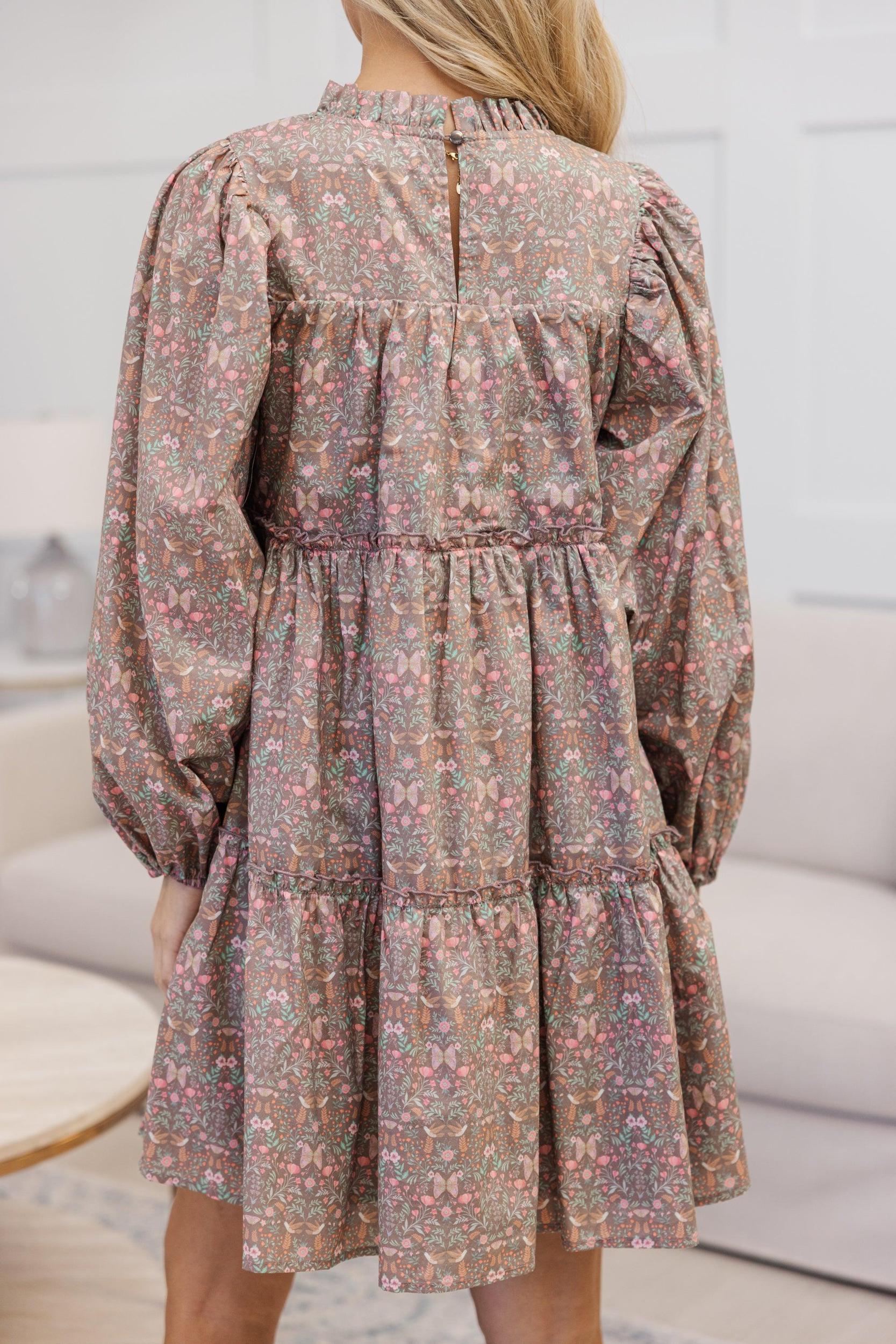 NURSING COLLECTION: Be Your Best Brown Ditsy Floral Babydoll Dress Female Product Image