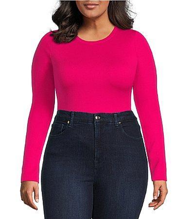 Good American Plus Size Scuba Crew Neck Long Sleeve Bodysuit Product Image