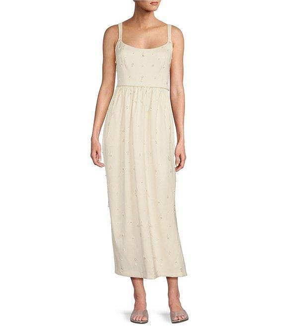Antonio Melani x Elizabeth Damrich Glass Stretch Mikado Scoop Neck Sleeveless Embellished A-Line Dress Product Image