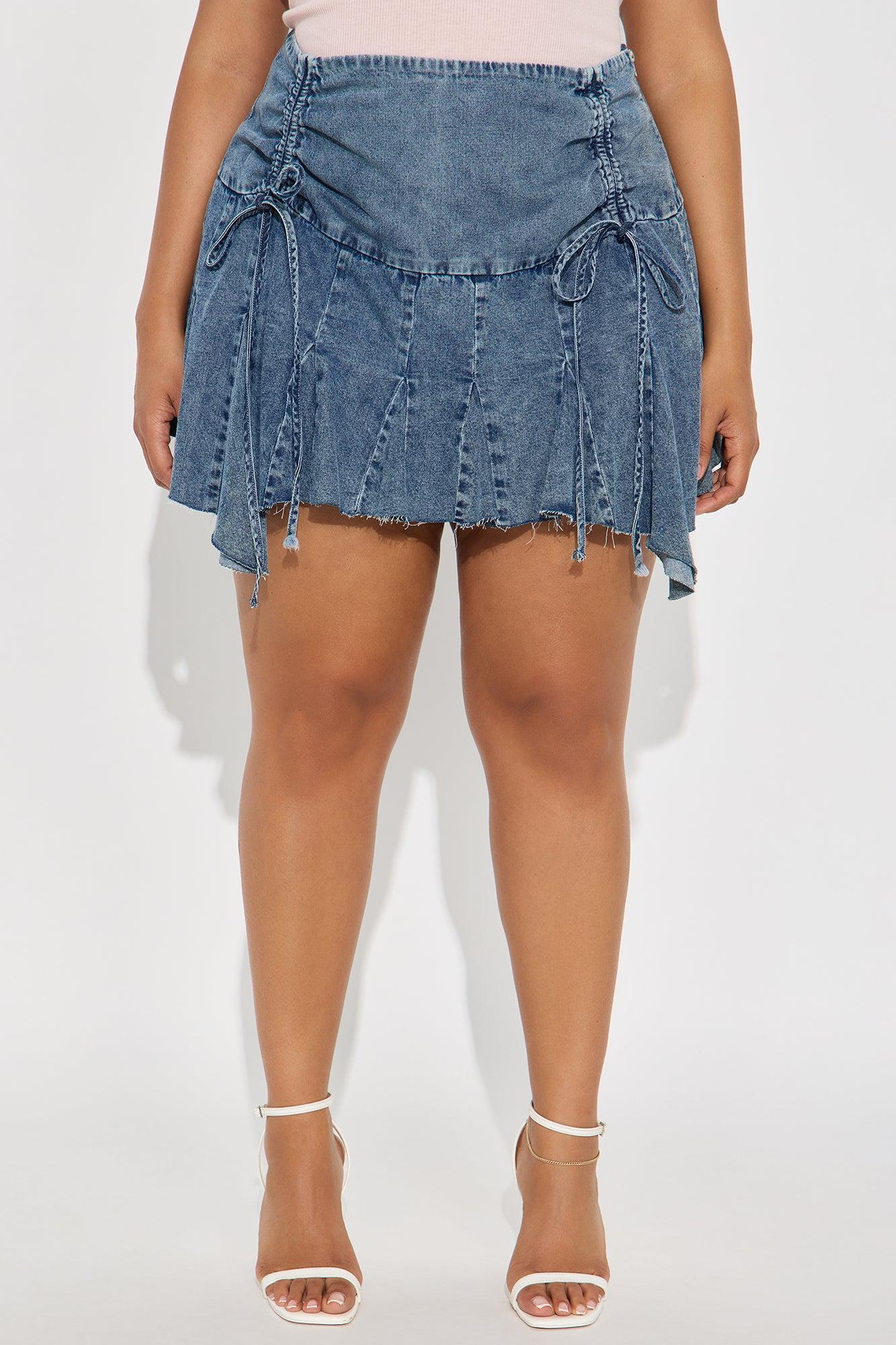 Jessica Mini Denim Handkerchief Skirt  - Medium Wash Product Image
