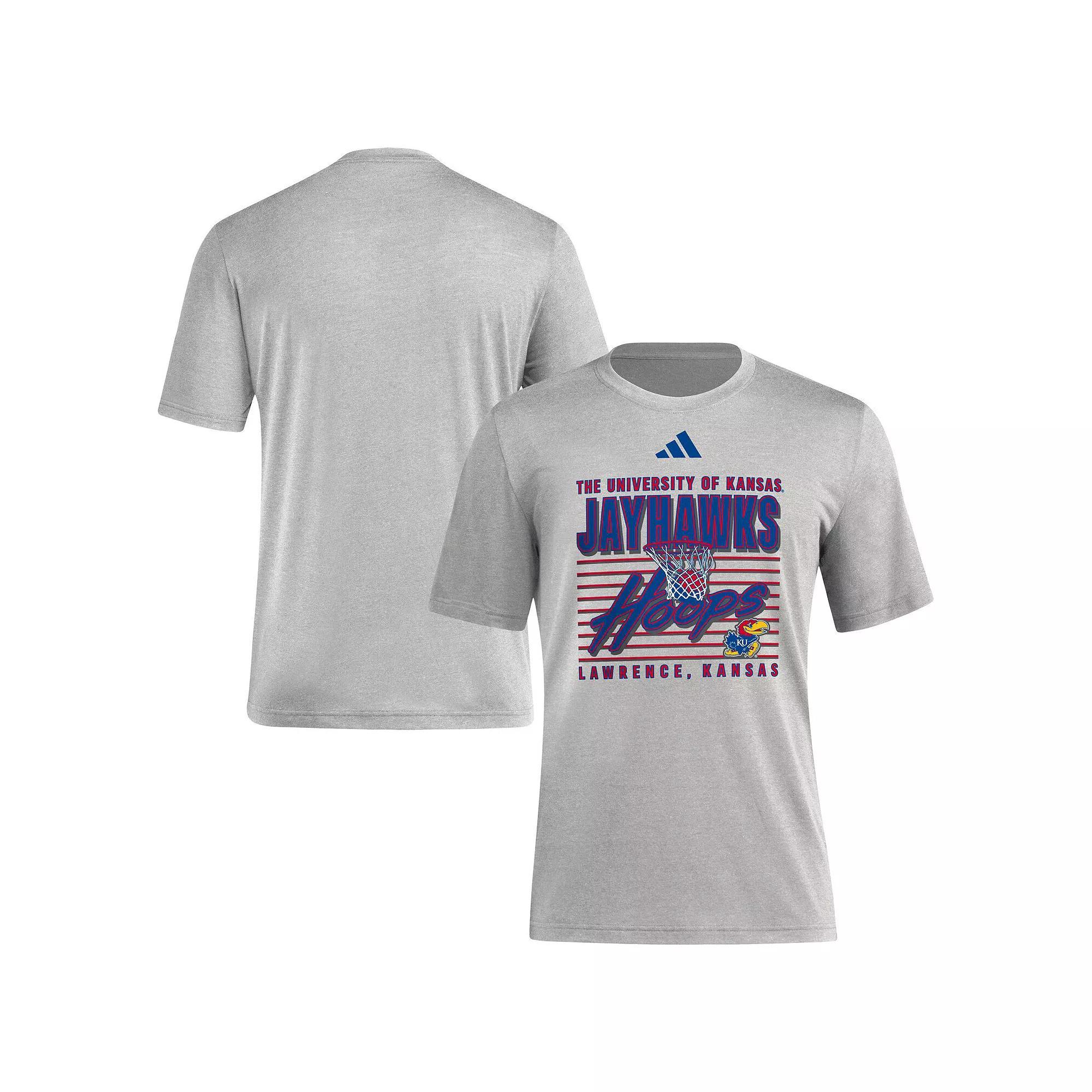 Mens adidas Gray Kansas Jayhawks Locker Swish Tri-Blend T-Shirt Product Image