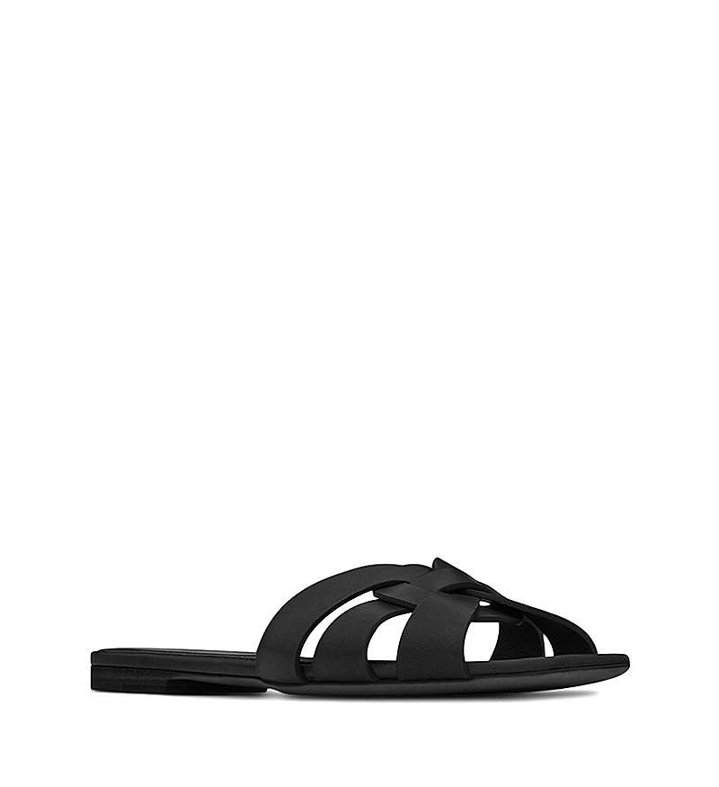Saint Laurent Womens Tribute Mules in Metallic Leather Product Image