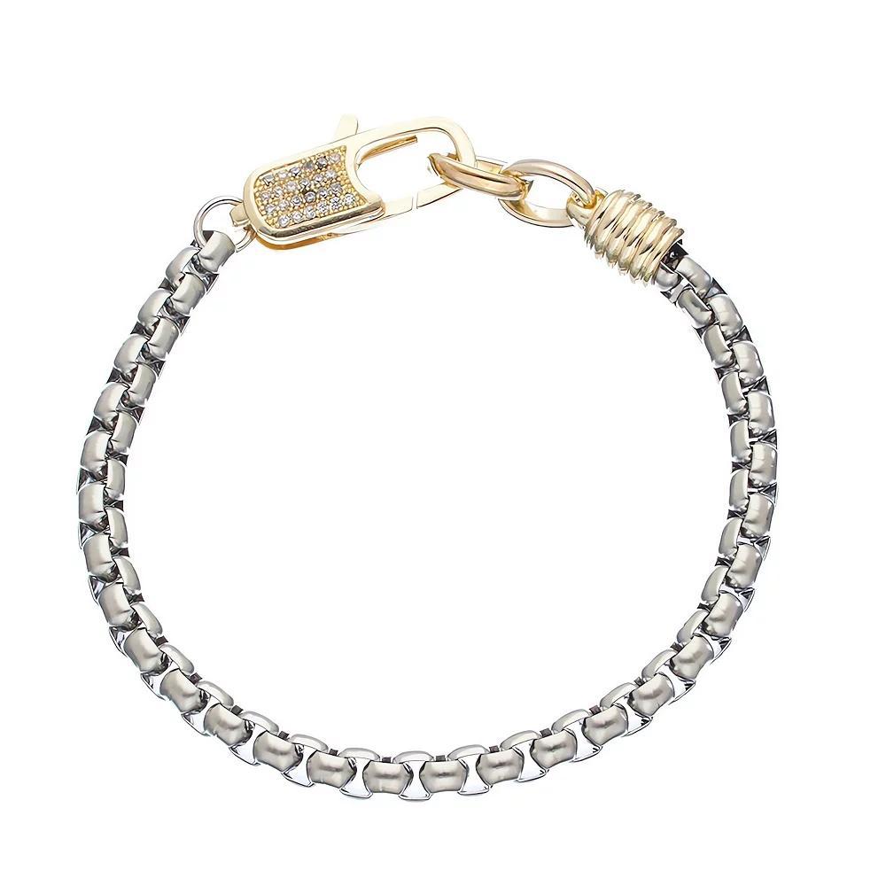 Juvell Two Tone 18k Gold Plated Cubic Zirconia Bracelet, Women's, Size: 7" Product Image
