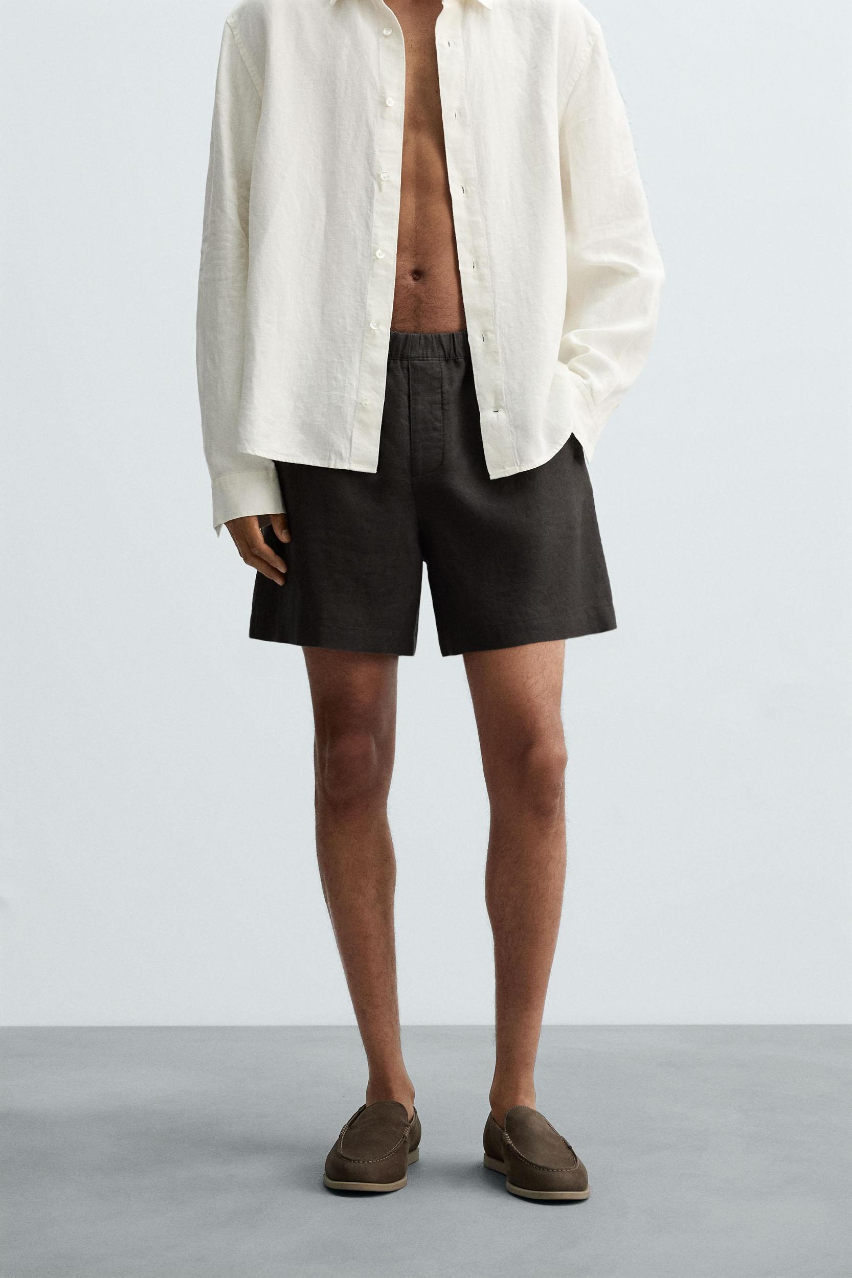 100% LINEN BERMUDA SHORTS Product Image