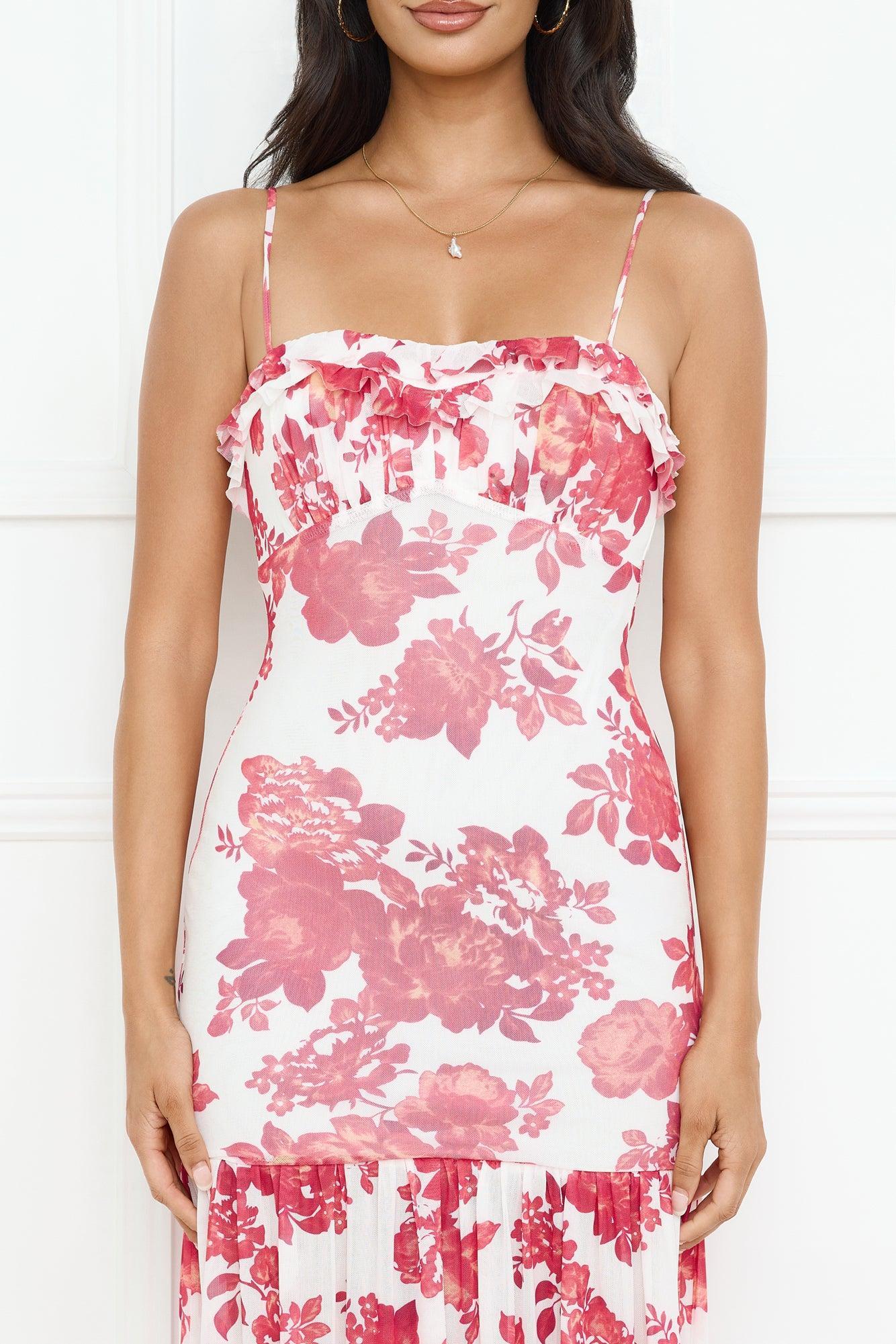 Pink Lotus Mesh Maxi Dress Pink Product Image