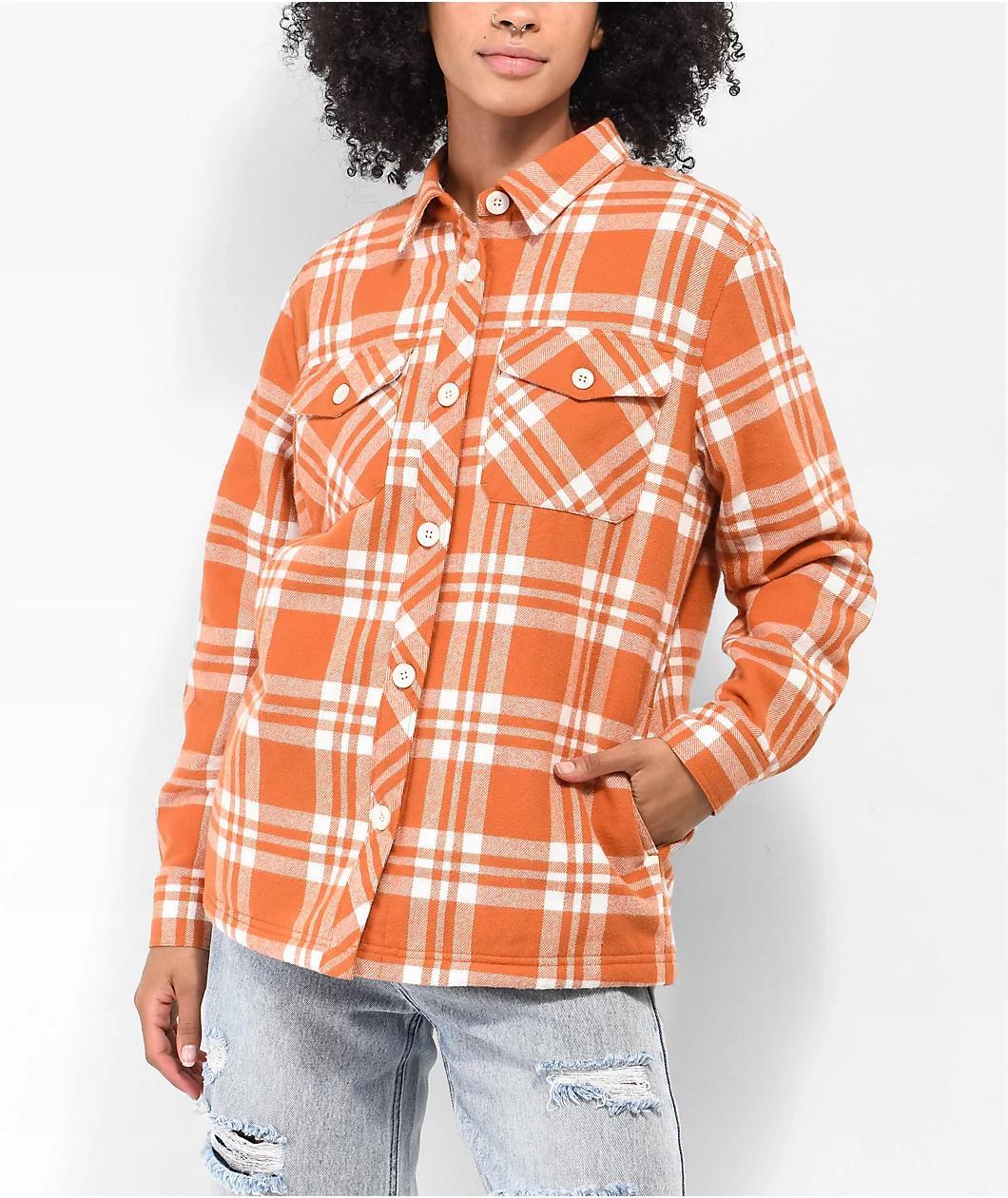 Empyre Cayden Rust Flannel Sherpa Jacket Product Image