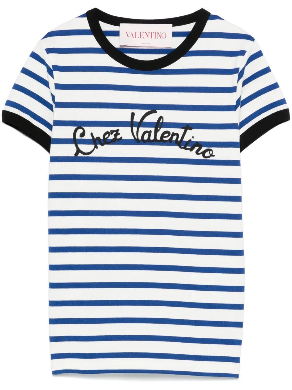 VALENTINO Striped T-shirt In White Product Image