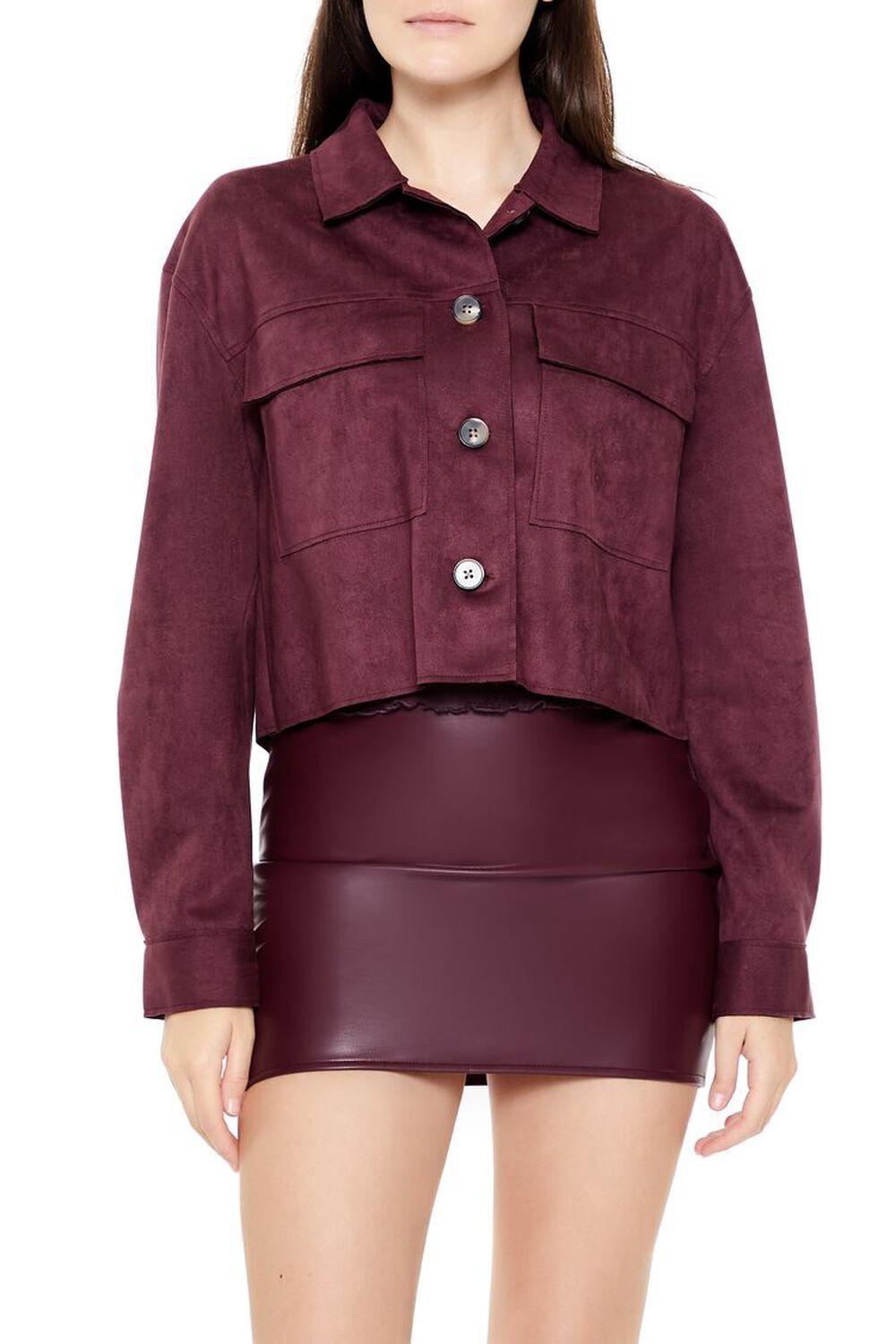 Boxy Cropped Faux Suede Shacket | Forever 21 Product Image