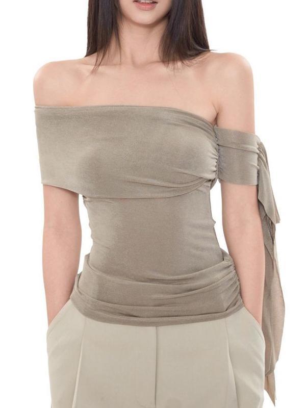 Slim Strapless One Shoulder Bandeau Top Product Image