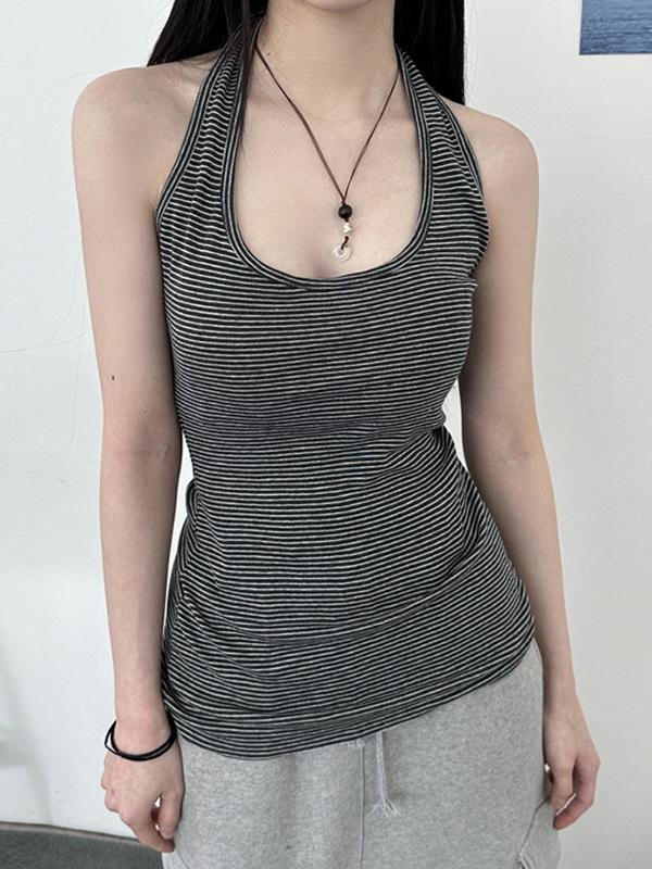 American Minimalist Style Hanging Neck Sexy Halter Vest Product Image