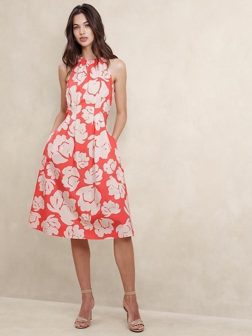 Poplin Halter Midi Dress Product Image