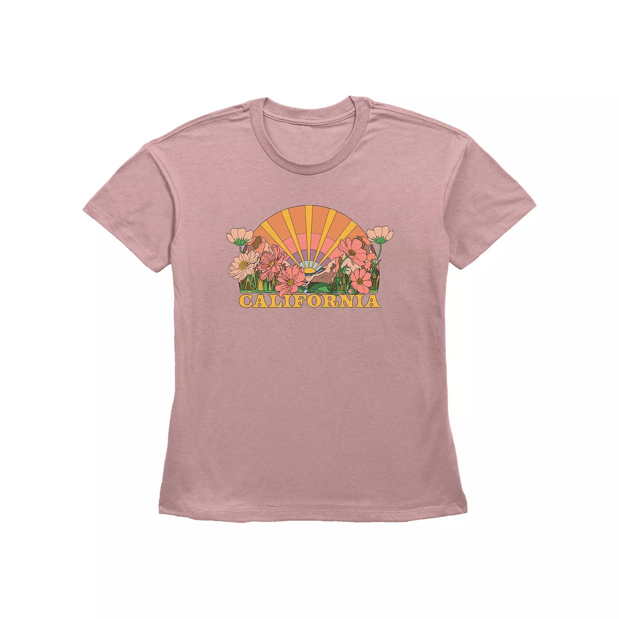 Women's Fifth Sun California Hippy Floral Sunrise Landscape Graphic Tee, Girl's, Size: XS, Desert Pink Product Image