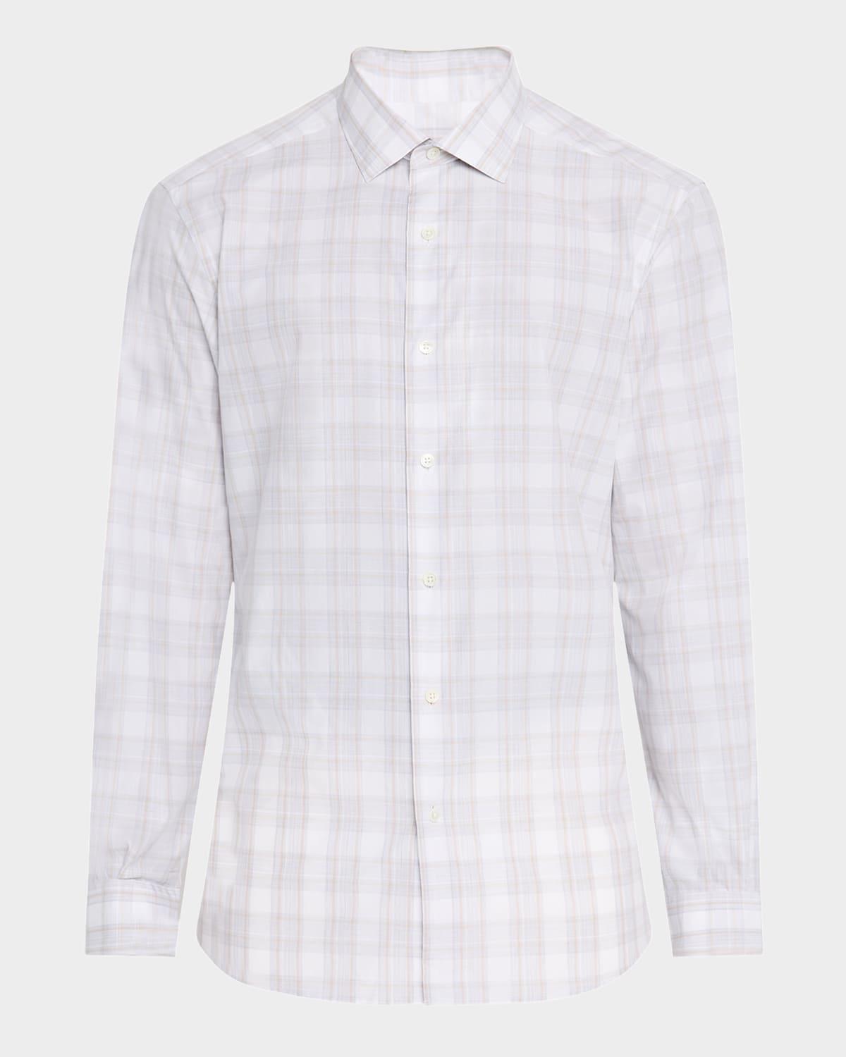 Mens Cotton Plaid Sport Shirt Product Image