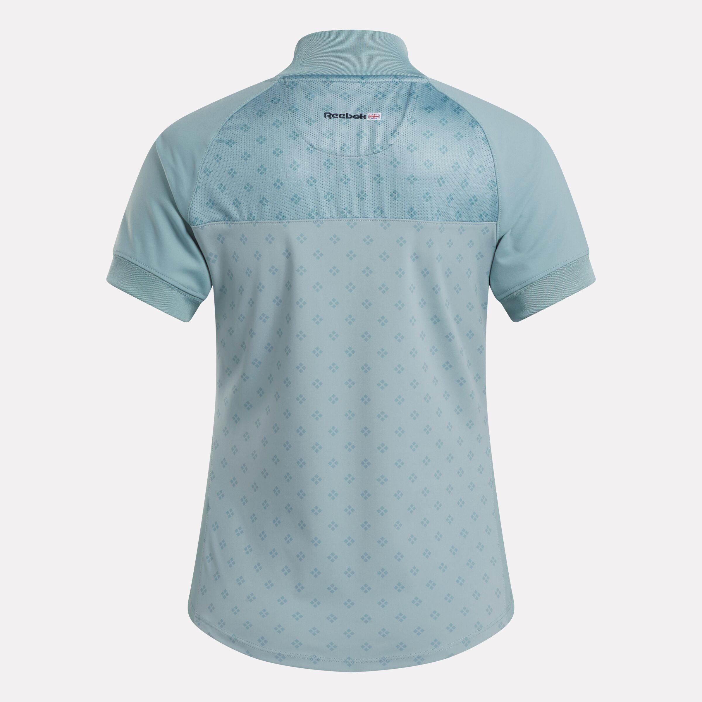 Women's Short Sleeve 1/4 Zip Mini Argyle Print Top Female Product Image