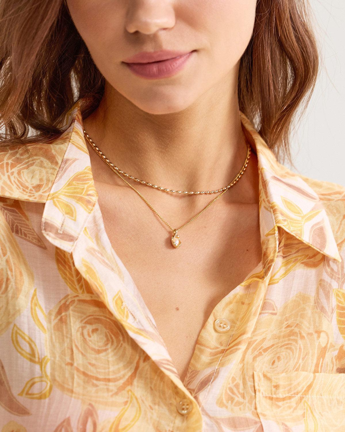 Metal Pearl Double Necklace Product Image