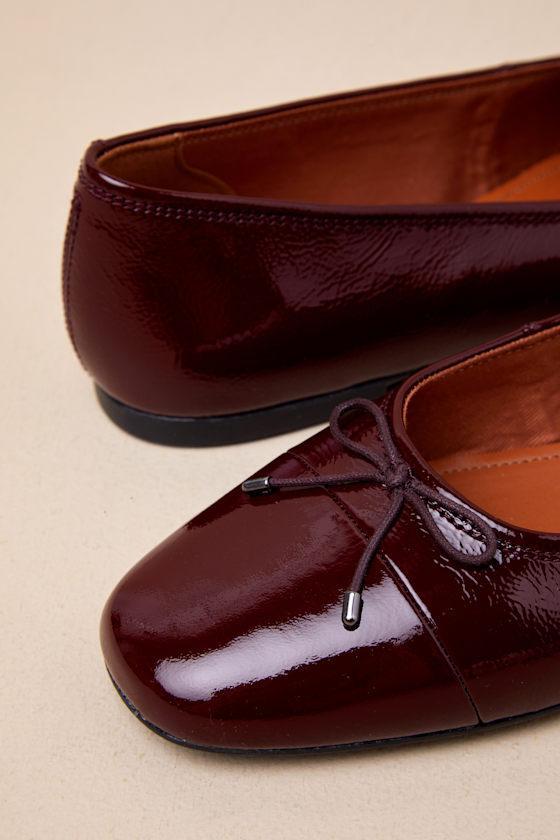 Jolin Cherry Patent Leather Bow Ballet Flats Product Image