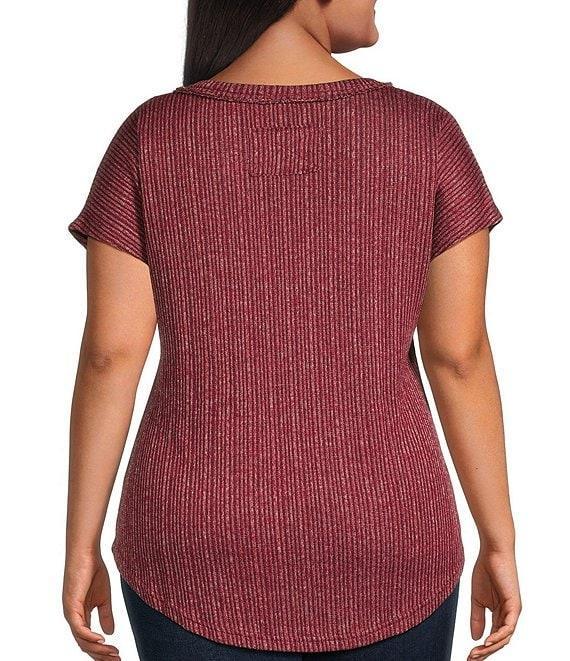 Blu Pepper Plus Size Short Sleeve Sweater Knit Top Product Image