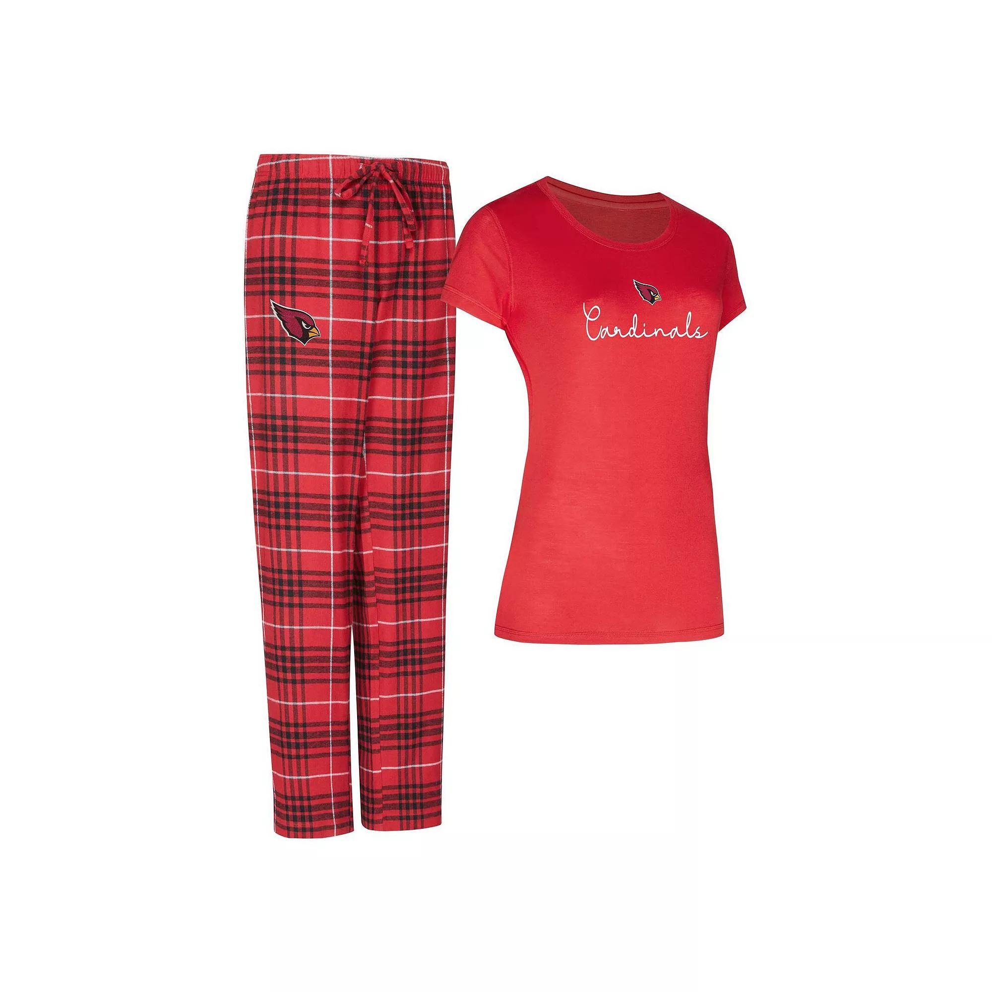 Women's Concepts Sport Arizona Cardinals Vector T-Shirt & Flannel Pants Sleep Set, Size: Small, Red Product Image