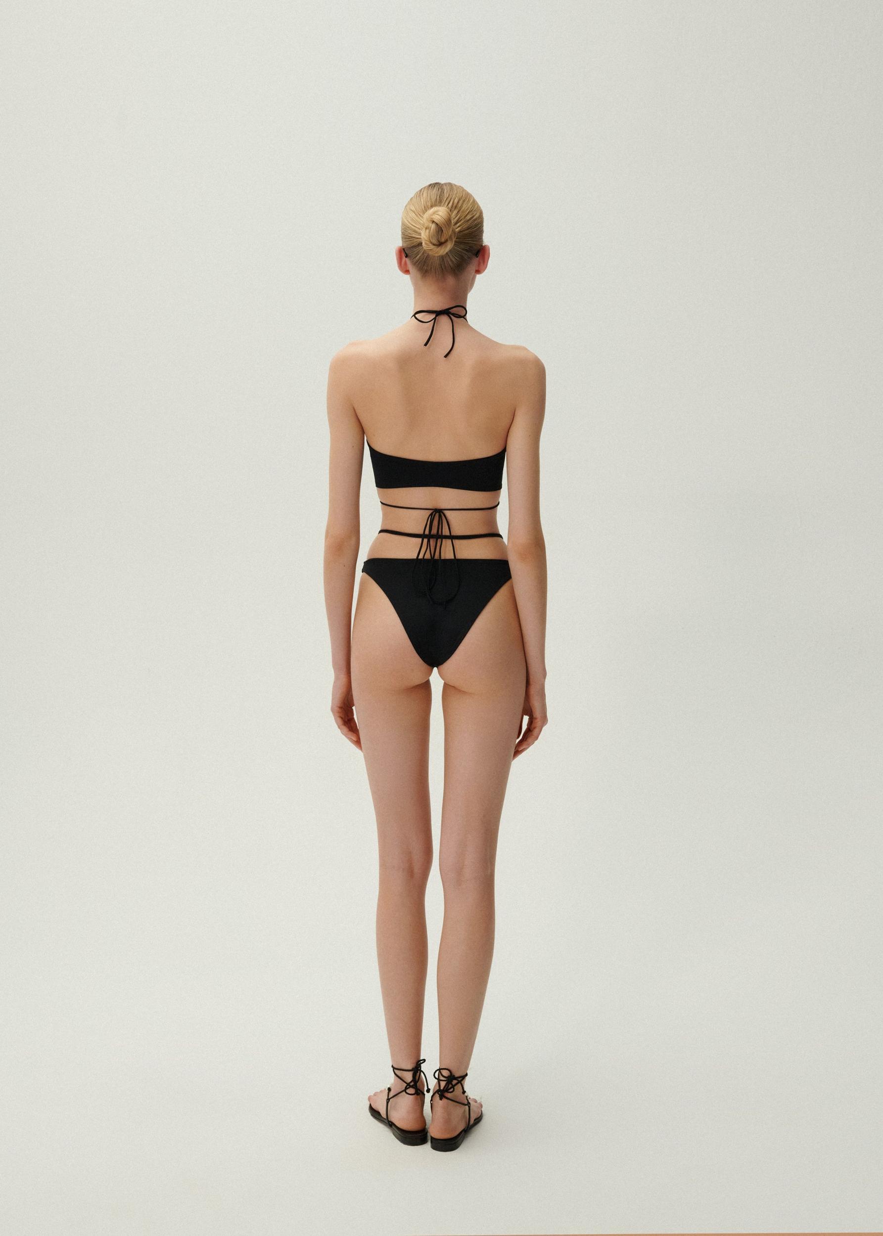 Halterneck pearl bandeau top in black Product Image