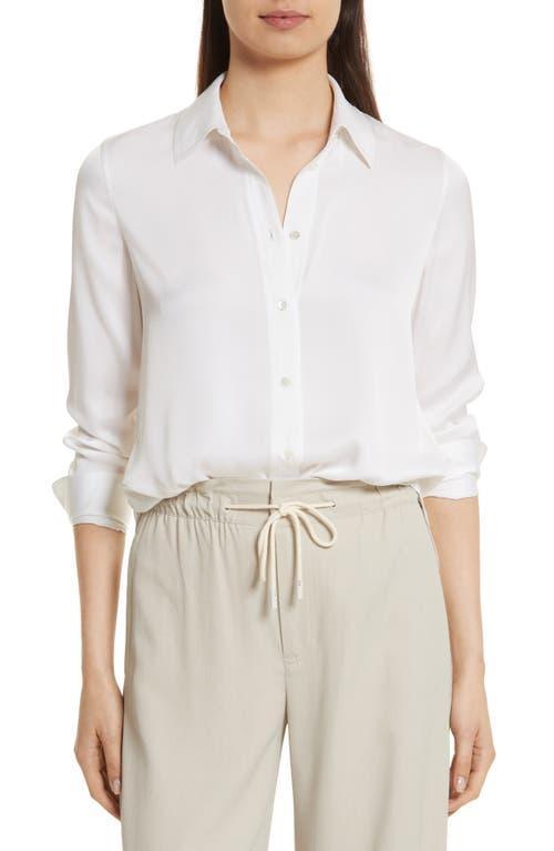 Slim-Fit Long-Sleeve Stretch-Silk Blouse Product Image