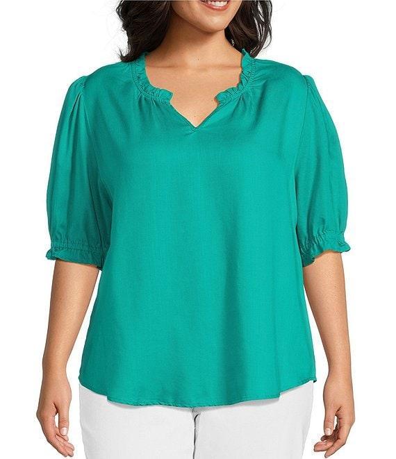 Nurture Plus Size Elbow Sleeve V-Neck Top Product Image