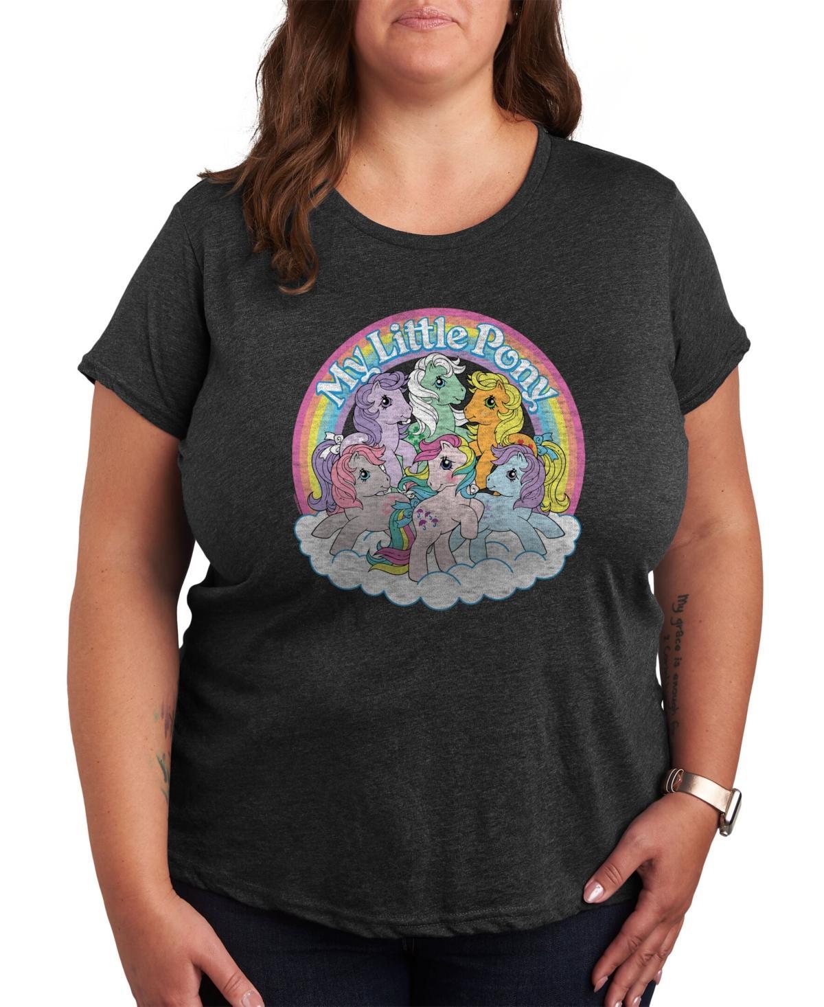 Plus My Little Pony Retro Group Graphic Tee, Womens Heather Grey Product Image
