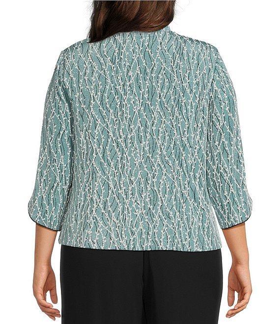 Alex Evenings Plus Size Glitter Jersey Knit Mandarin Collar 2-Piece Twinset Product Image
