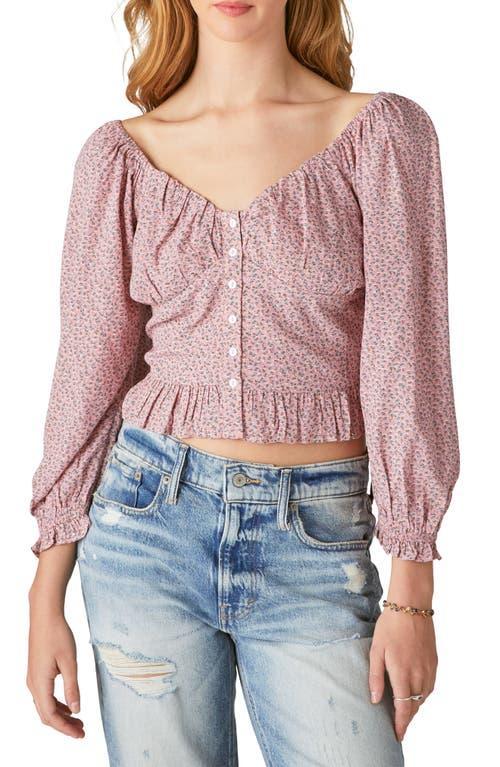 Lucky Brand Womens Floral-Print Smocked Button-Front Top Product Image