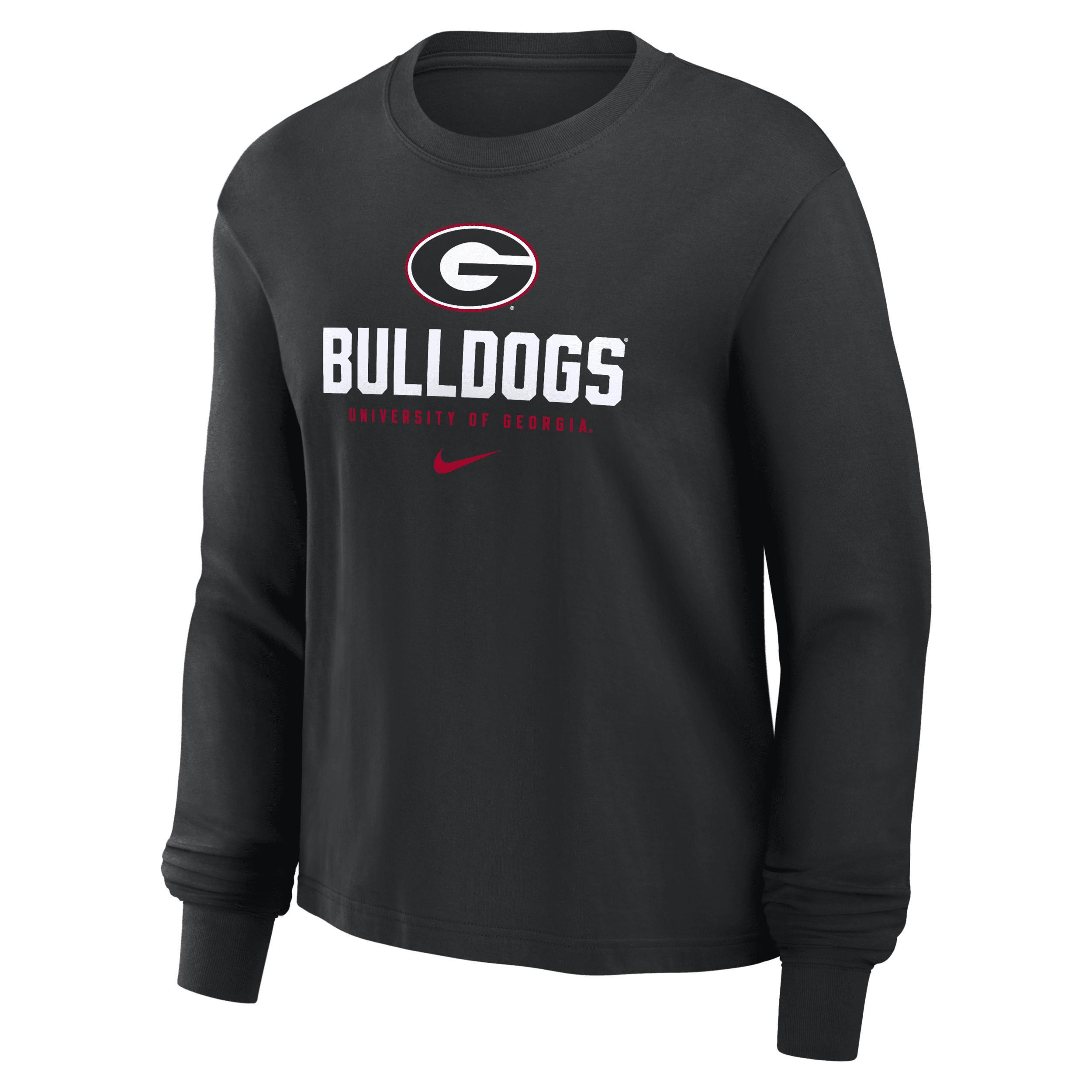 Women's Nike Black Georgia Bulldogs Primetime University Boxy Long Sleeve T-Shirt, Size: XL Product Image