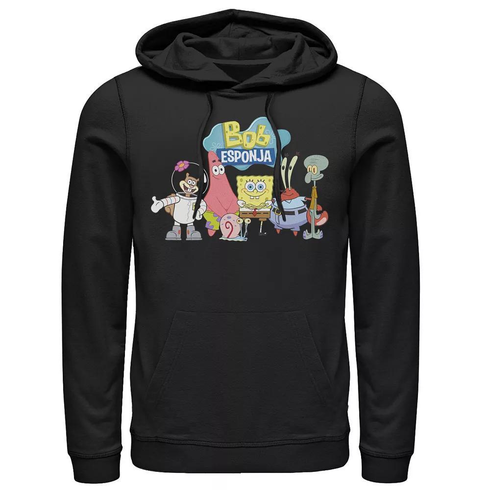 Men's Nickelodeon SpongeBob SquarePants Bob Esponja Happy Group Shot Graphic Hoodie, Size: Large, Black Product Image