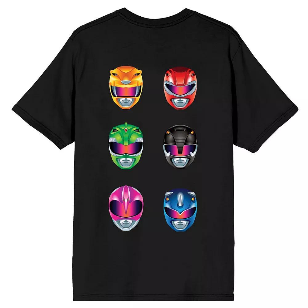 Men's Power Rangers Helmets Graphic Tee, Size: Large, Black Product Image