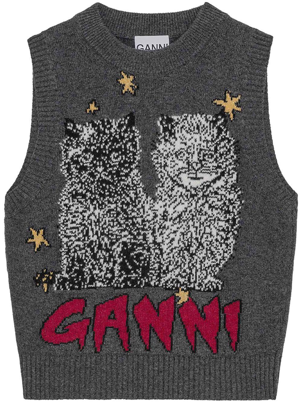 embroidered sleeveless vest Product Image