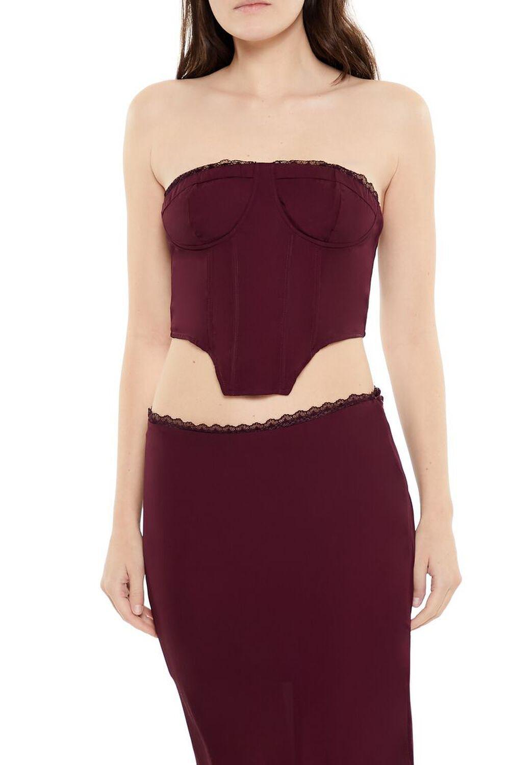 Lace-Trim Bustier Tube Crop Top | Forever 21 Product Image