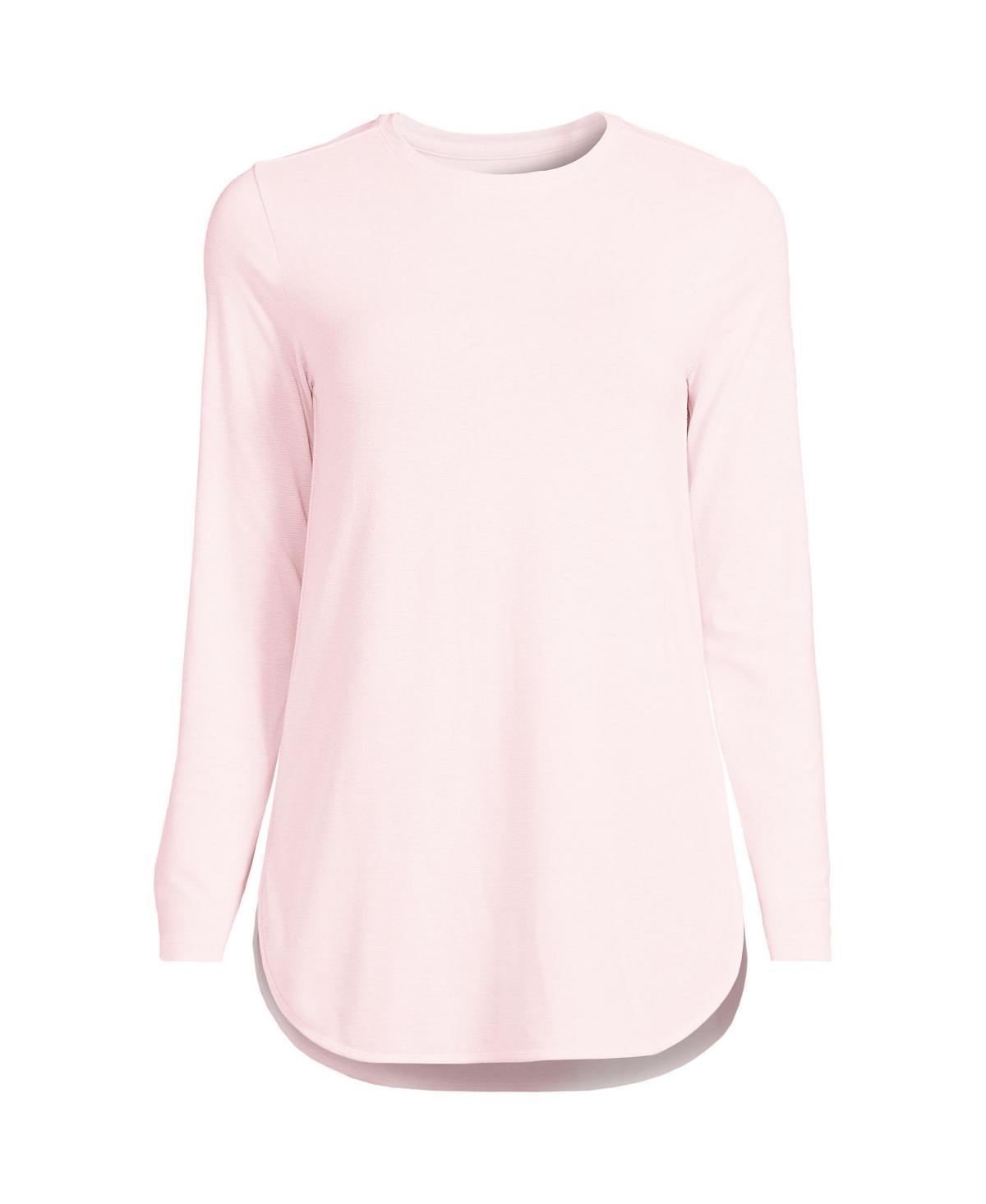 Women's Lands' End Moisture-Wicking Long Sleeve Tunic, Size: XS, Black Pinstripe Product Image