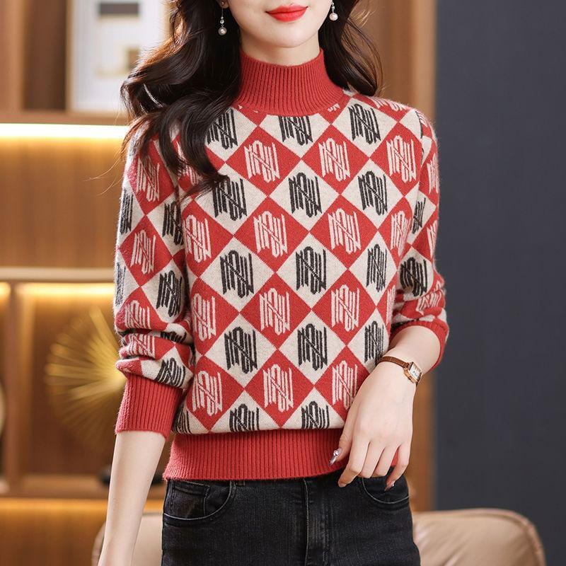 Turtleneck Pattern Sweater Product Image