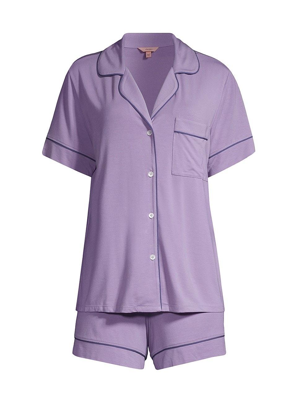 Eberjey Gisele Relaxed Short PJ Set Navy/Ivory L Product Image