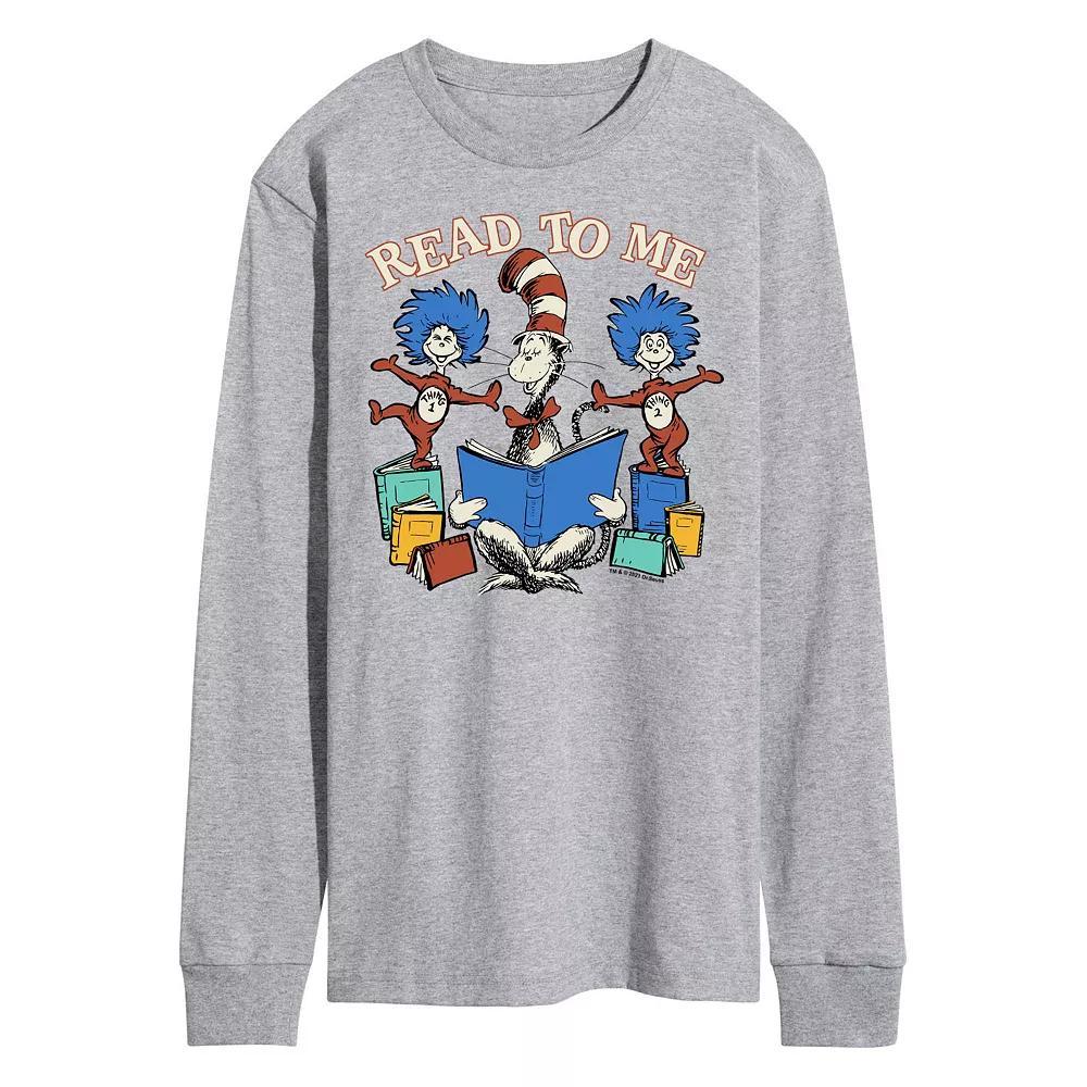 Men's Dr. Seuss Read To Me Long Sleeve Graphic Tee, Size: XS, Gray Product Image