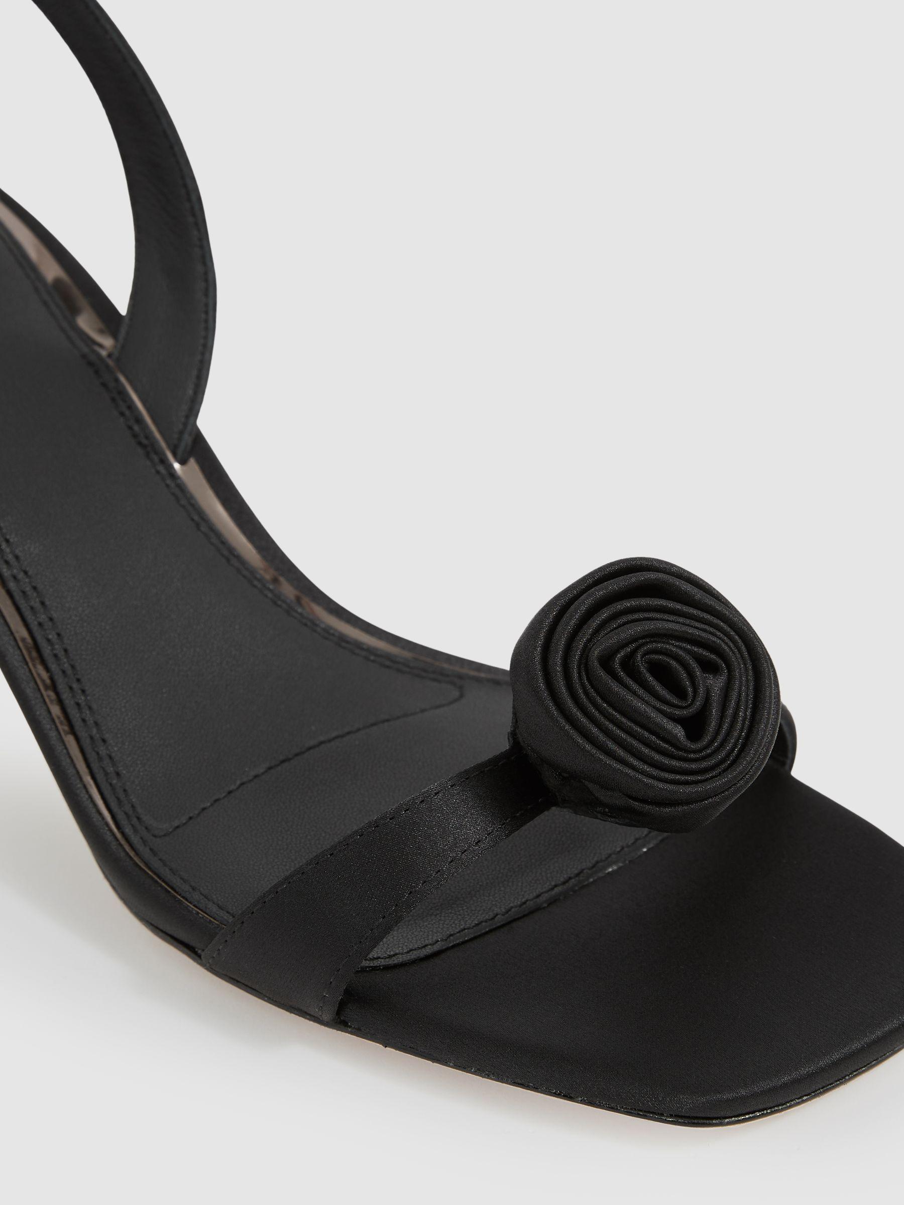 Paige Satin Rosette Sandals in Black Product Image