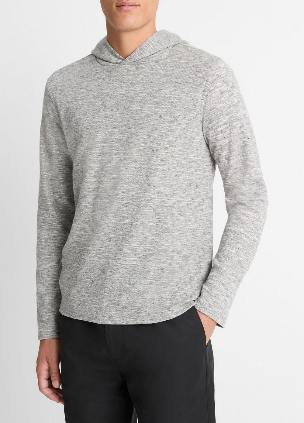 Mens Space-Dye Cotton-Blend Hoodie, Black/off White, Size XL Vince Product Image