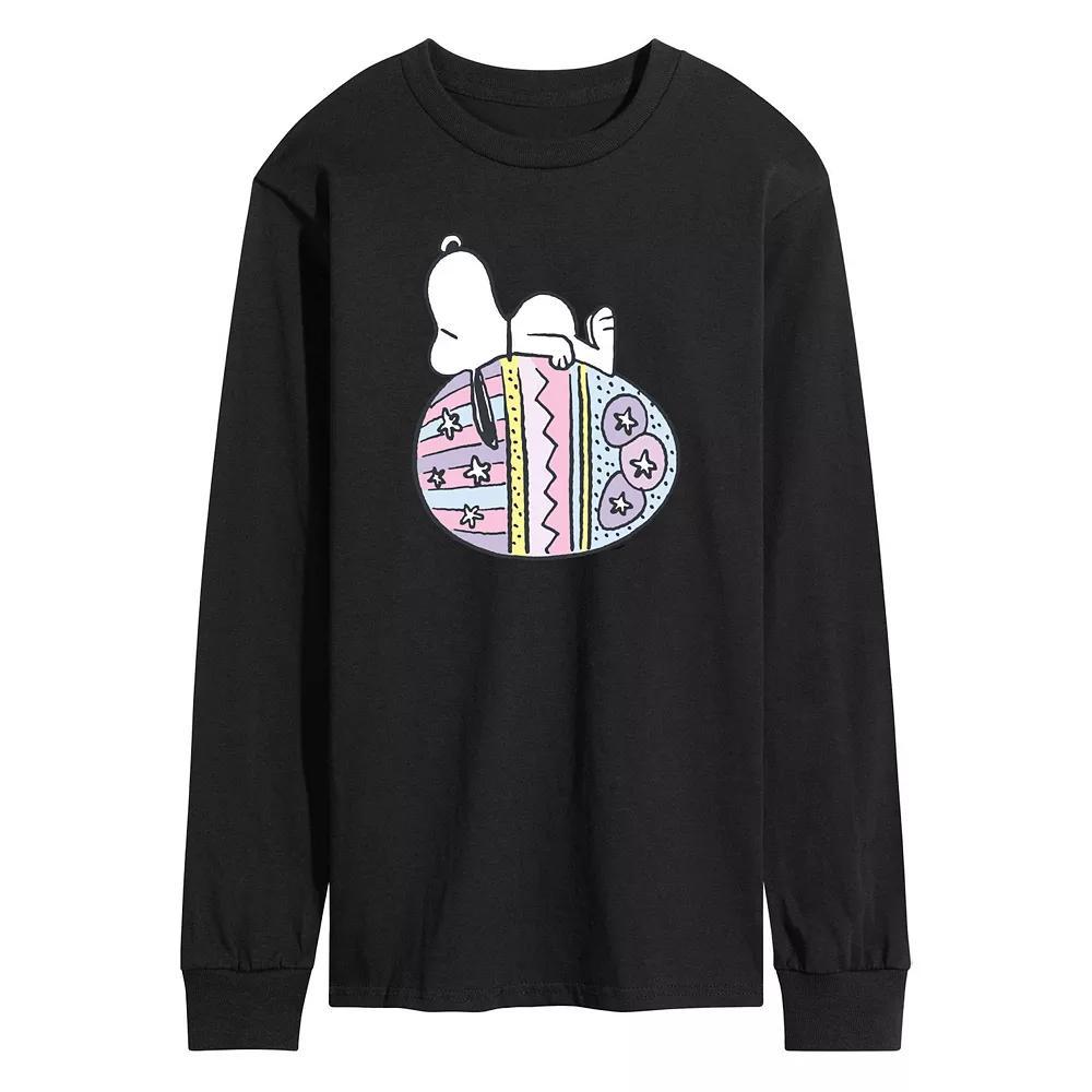 Mens Peanuts Snoopy Easter Egg Long Sleeve Graphic Tee Blue Product Image