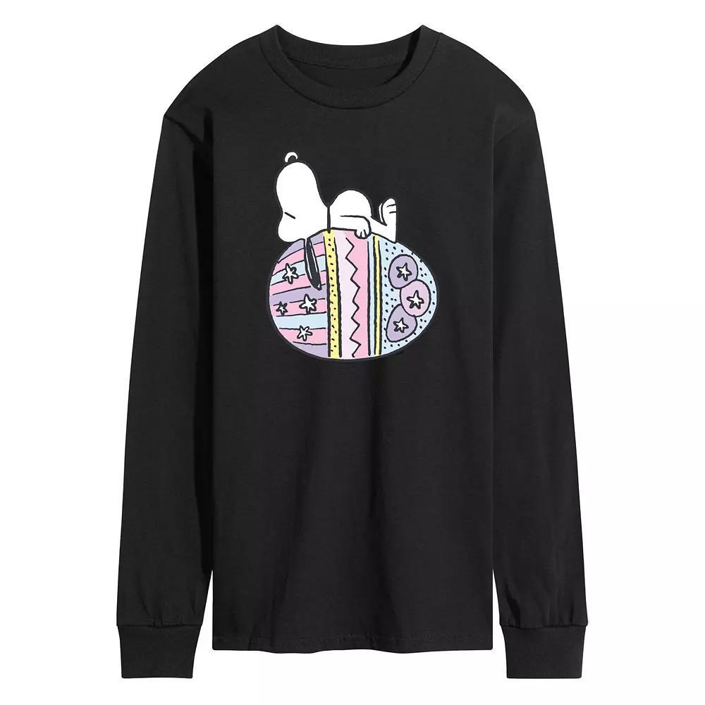 Mens Peanuts Snoopy Easter Egg Long Sleeve Graphic Tee Blue Product Image