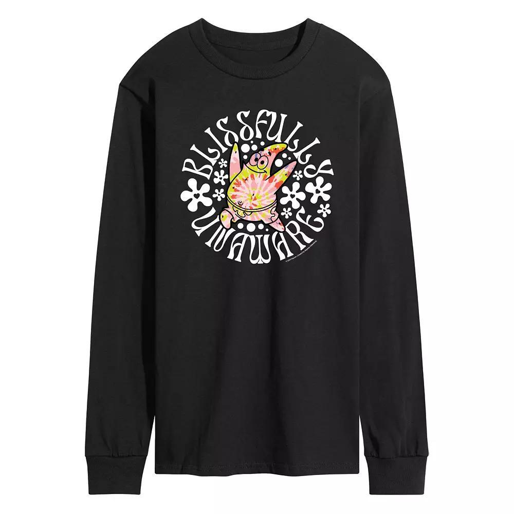 Mens SpongeBob SquarePants Blissfully Unaware Long Sleeve Graphic Tee Blue Product Image