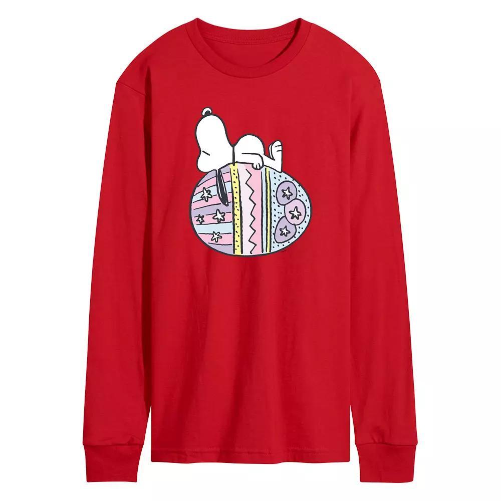 Mens Peanuts Snoopy Easter Egg Long Sleeve Graphic Tee Blue Product Image