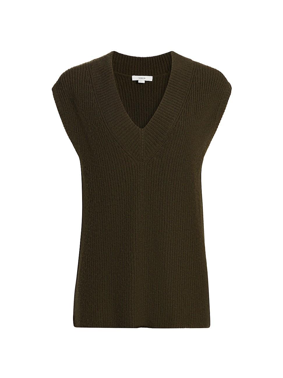 Womens Rib-Knit V-Neck Vest Product Image