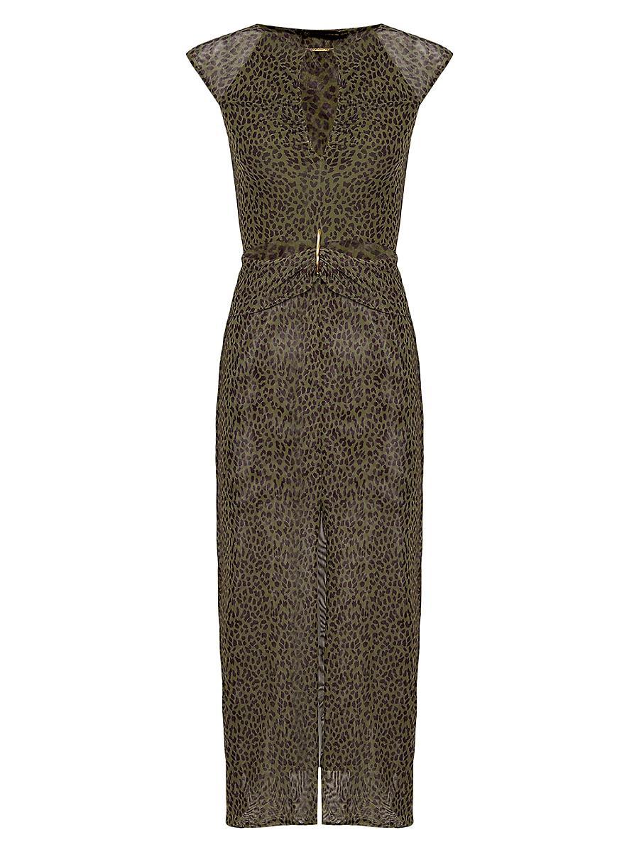 Womens Rosewood Tori Leopard Mesh Midi-Dress Product Image