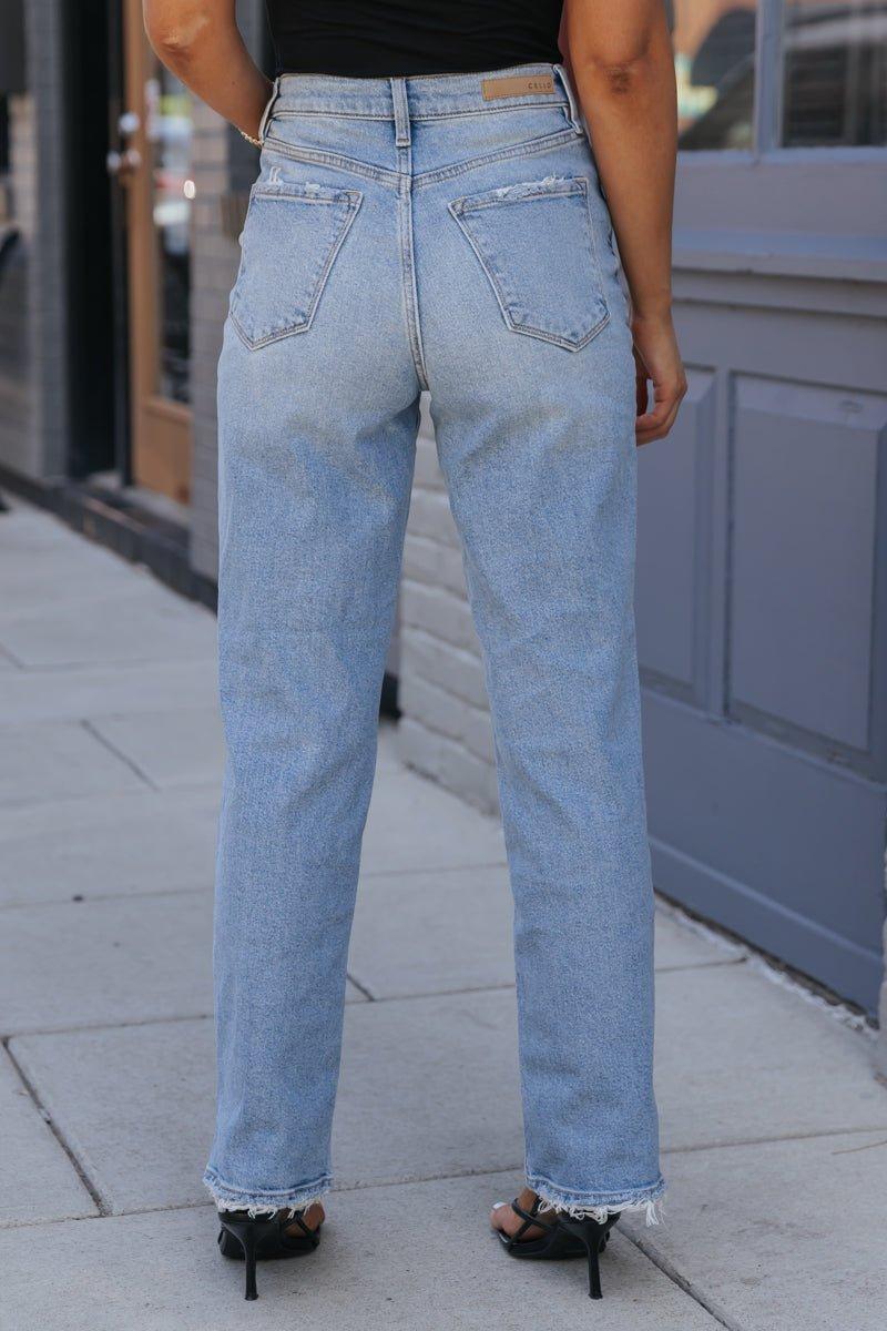 Light Wash Super High Rise Dad Jeans Product Image