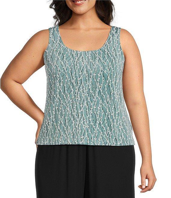 Alex Evenings Plus Size Glitter Jersey Knit Mandarin Collar 2-Piece Twinset Product Image
